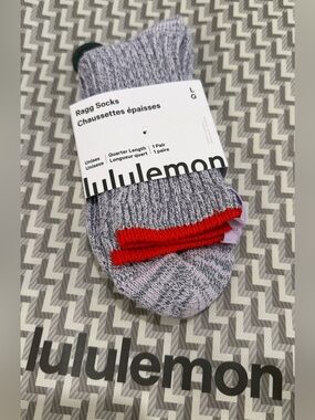 Lululemon Ragg Quarter Length Socks - Purple with Red Trim